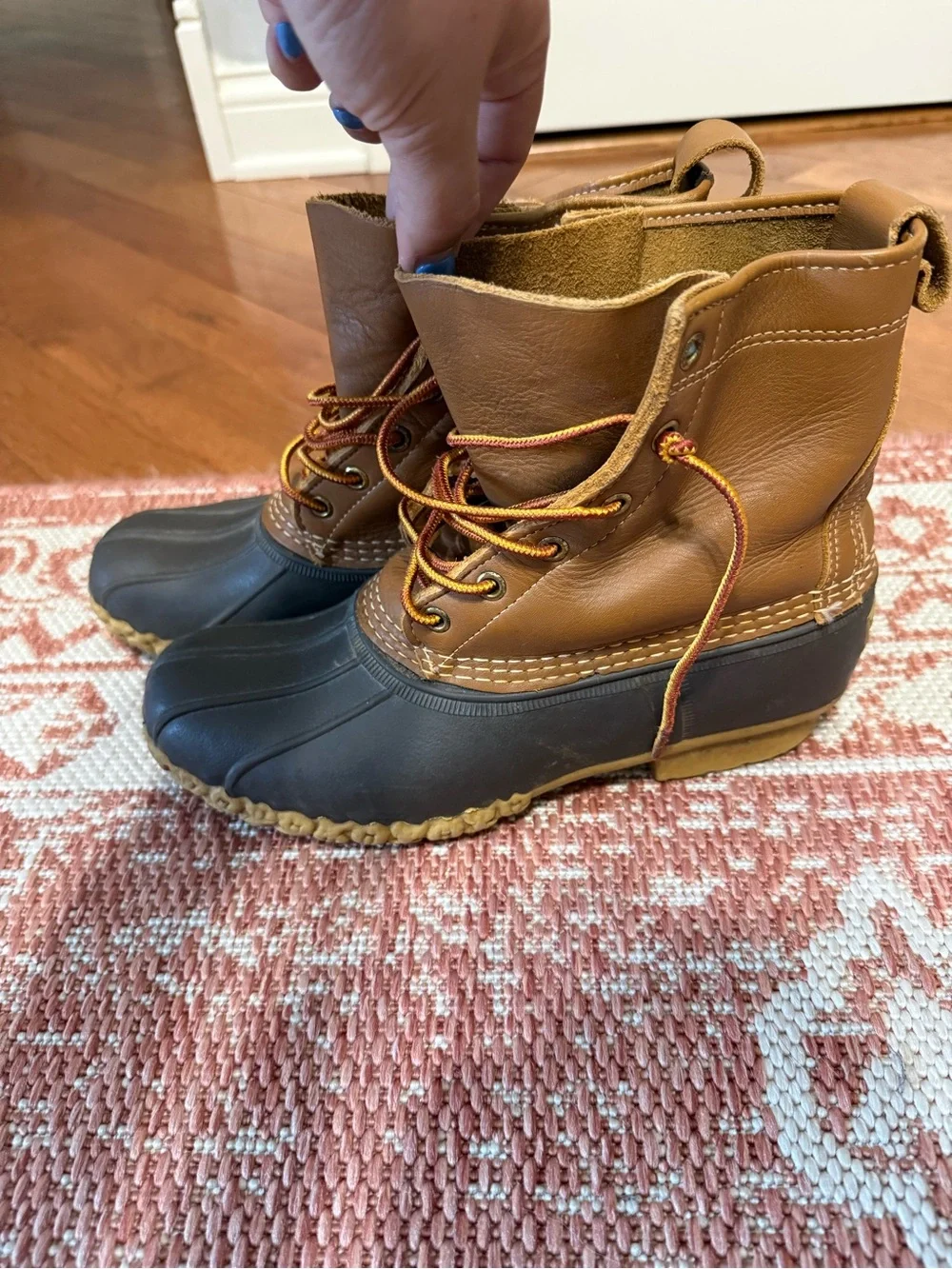 L.L. Bean Brown Leather and Black Rubber Duck Boots